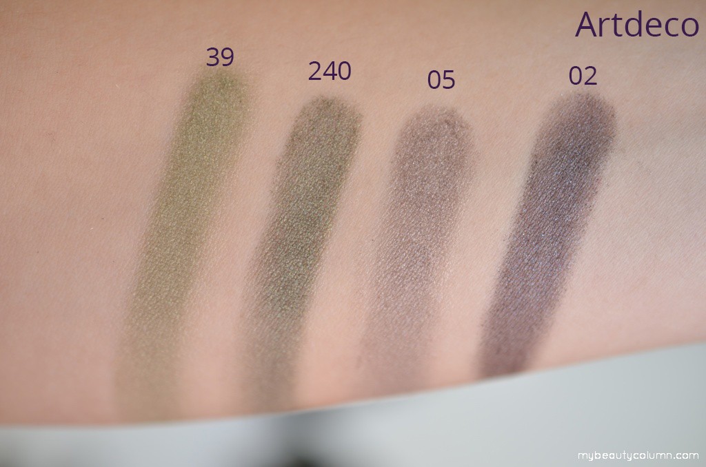 Artdeco eyeshadows swatch