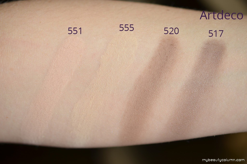 Artdeco eyeshadows swatch matt