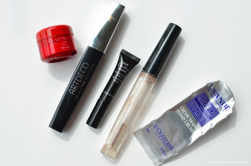 Givenchy Noir Couture Volume Mascara, Artdeo All In One Mascara & Eyebrow Gel, Clarins Instant Smooth Perfecting Touch, Loccitane Lavande Hand Cream