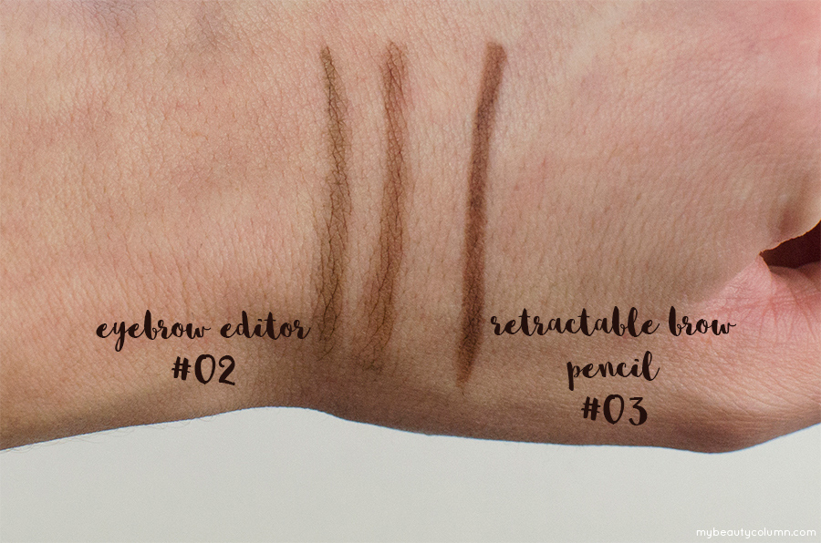Sephora Eyebrow Editor & Sephora Retractable Brow Pencil Waterproof Swatches - MyBeautyColumn.com