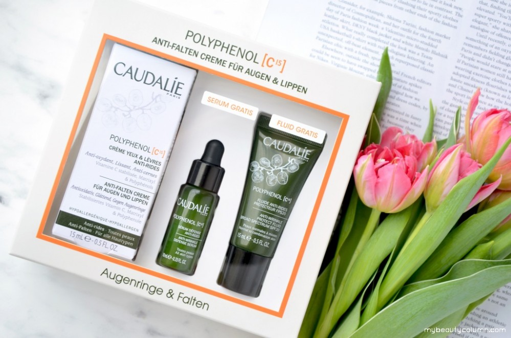 Caudalie Polyphenol C15 Set: Anti-wrinkle Eye & Lip Cream, Protect Fluid SPF 20, Defense Serum
